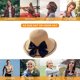 thumbnail image 3 of Sombrero de circunferencia de 55-58 cm, sombrero femenino de verano para exteriores, playa, aleros grandes, protector solar, parasol, sombrero de paja con lazo plegable, 3 of 5