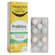 PROBIORA HEALTH ProBiora Extra Minty Oral-Care Chewable Probiotic Tablets | Dental Probiotic Supplement for Women & Men | Healthier Teeth & Gums | Fresher Breath | Whiter Teeth | 30 Count