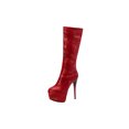 thumbnail image 1 of UKAP Women Heeled Leopard Print High Heels Party Anti Slip Pointed Toe Stiletto Boot Red 7, 1 of 6