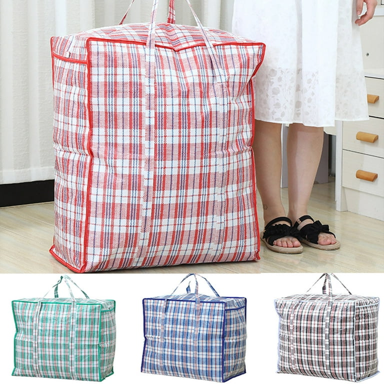 Dream Lifestyle Large Capacity Storage Bags, Large Plastic Checkered Storage Laundry Bag with Zipper & Handles for Shopping Moving Travel, Men's