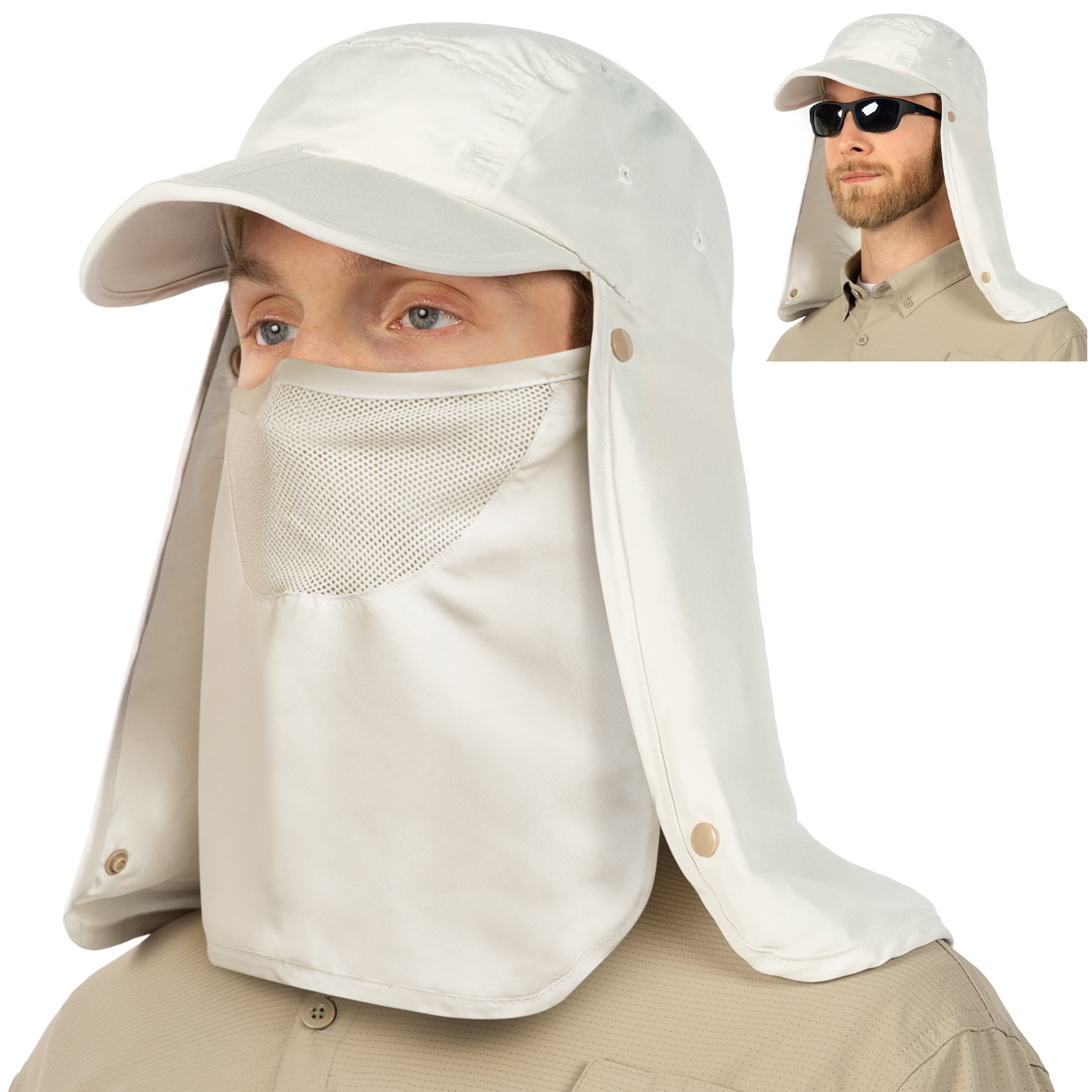 SUN CUBE Fishing Sun Hat with Neck Flap for Men Women UPF 50+ UV