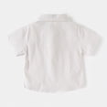 thumbnail image 4 of NIEWTR Boys Minimalist Solid Short Sleeve Button Down Shirt Collared Tops for Casual & Formal Events(Khaki,2-3 Years), 4 of 9