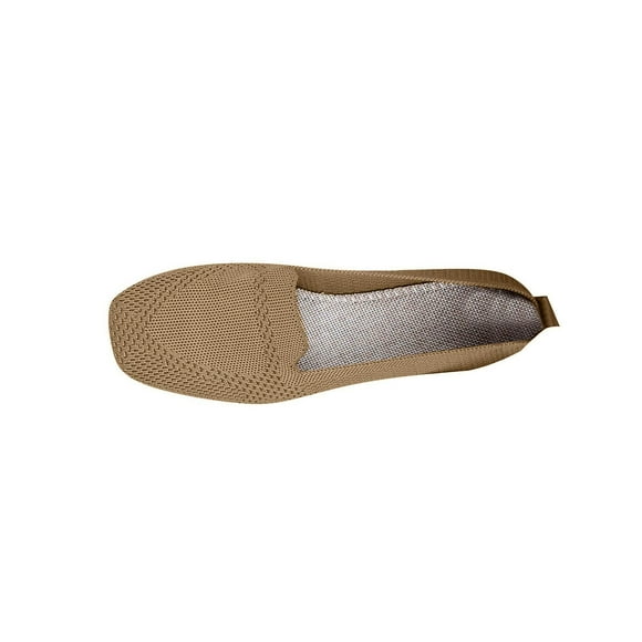 Women's Square Toe Flats Shoes Knitted Lightweight Casual Slip On Loafers Soft Comfort Breathable Mesh Work Ballet Shoes