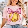 thumbnail image 2 of Retro Softball Bow Tee Shirt Coquette Bow Soft Ball Mom T Shirt, 2 of 4