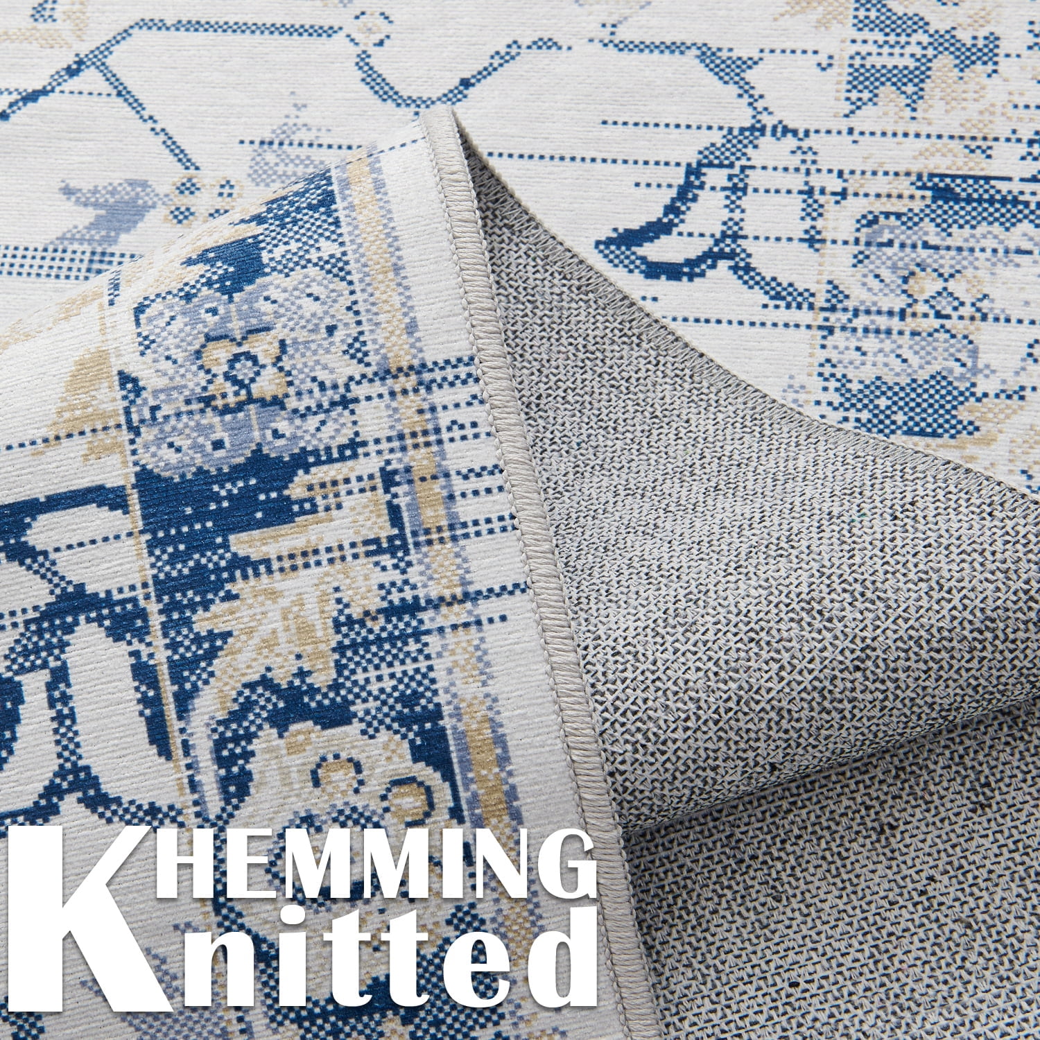 Rug King Kitchen Runner Rug Vintage 2x6 Navy Foldable Persian Floral Print Carpet Non Slip Rug for Entryway Living Room Bedroom Bathroom Kitchen