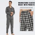 thumbnail image 3 of LNFINTDO Mens Flannel Pajama Sets Plaid Cotton Pajamas Pjs Set Button Down Soft Warm Lounge Sleepwear Tops & Pjs Pants, Grey Plaid, Medium, 3 of 7