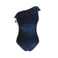 thumbnail image 4 of Yiaed Blue Glitter Retro Print Women One Piece Swimsuits Tummy Control One Shoulder Bathing Suits Pattern Ruffle Swimwear-Large, 4 of 8