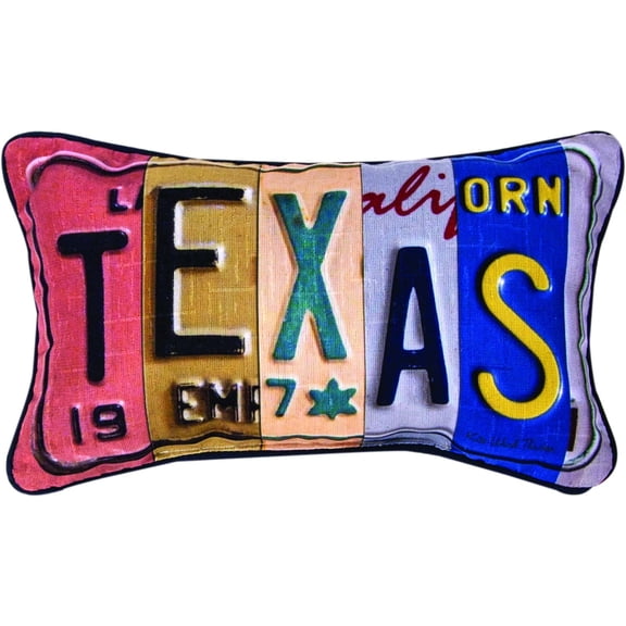 Manual Woodworkers and Weavers Vanity Plates Texas Throw Pillow 14.5 x 9 Inch