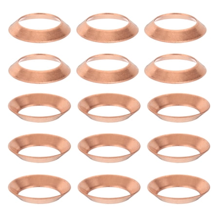 Uxcell Flare Gasket, 15 Pcs Fit for 5/8" Tube Size 45 Degree Copper Flared Pipe Fittings for Air Conditioner Refrigeration Accessories