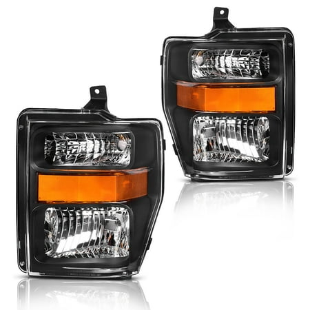 For 2008 2009 2010 Ford F250 F350 F450 Super duty Headlight Assembly,OE Projector Headlamp,Black housing,One-Year Limited
