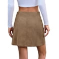 thumbnail image 2 of Women Corduroy Mini Skirt Casual High Waist Spring Work Short Skirt, 2 of 3