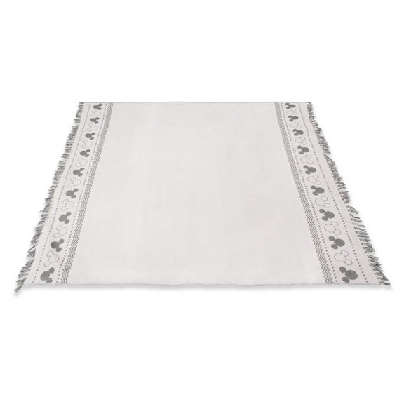 Mickey Mouse - Farmhouse Picnic Blanket, White with Gray Accents