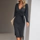 thumbnail image 3 of Vestido Vestido de fiesta de cóctel para mujer, cómodo, tejido, manga larga, cuello en V profundo, ropa de fiesta para discoteca Kuymtek Gris oscuro T S para Mujer, 3 of 6