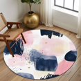 thumbnail image 2 of Round Rugs 5Ft, Navy Blue Pink Art Round Area Rug Washable Indoor Throw Carpet, Abstract Contemporary Luxury Soft Non Slip Circle Rug for Cabinet Bathroom Home Decor Aesthetic, 2 of 8