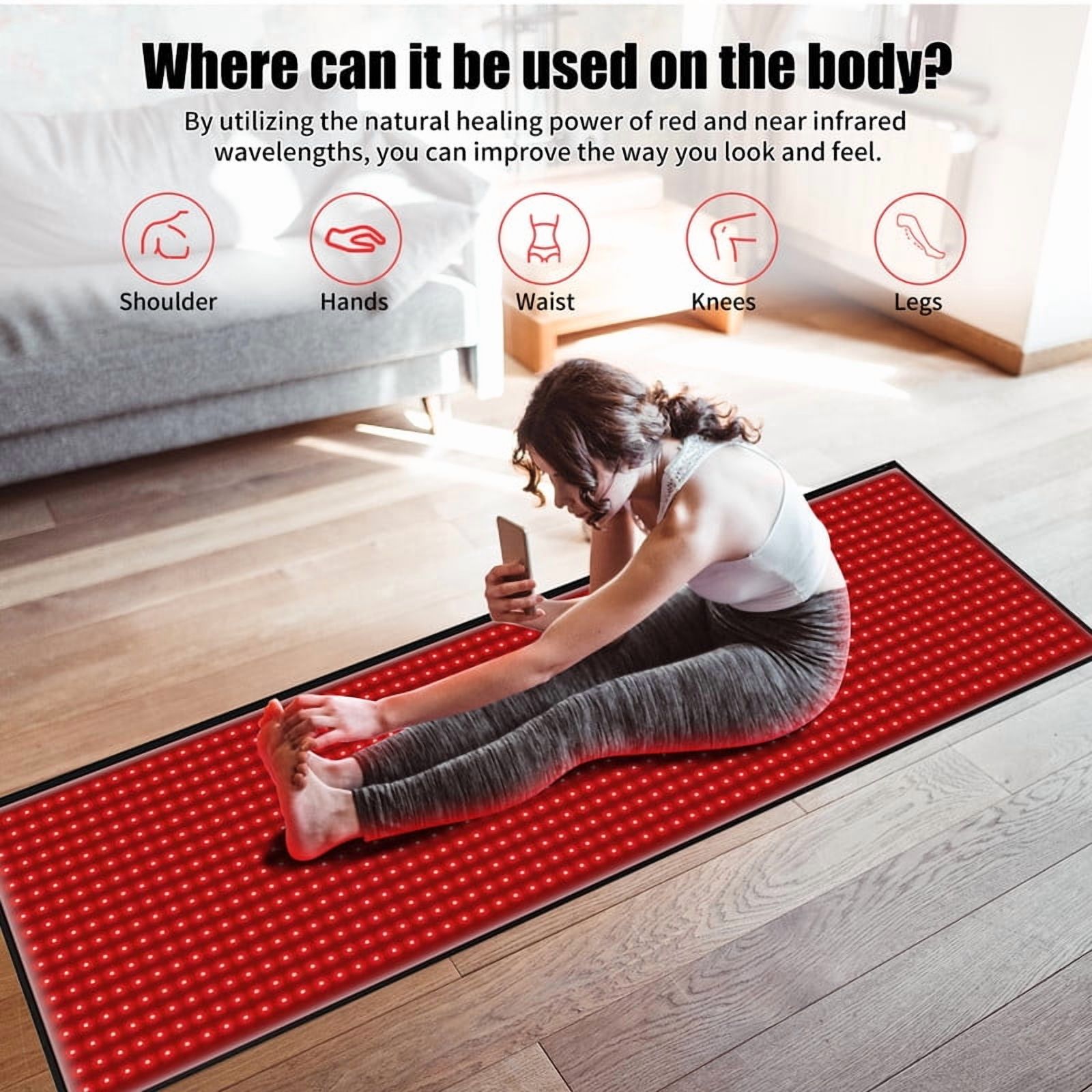 Longled Large Red Light Mat for Full Body 63''x23.6'' Red Light Pad at Home