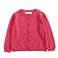 thumbnail image 1 of Zshosam Cardigans pour Fille avec Poches Cardigan pour Fille Chandail d'Uniforme Scolaire Col Rond Manches Longues Chandails Taille 18 24 Mois,(Rouge Melon D\'eau 18-24 Mois), 1 of 5