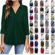 thumbnail image 3 of Camisetas de manga 3/4 con cuello en V para mujer 2023 - Tops tipo túnica de negocios con estampado floral - Blusas de trabajo sueltas informales y elegantes, 3 of 4