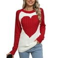 thumbnail image 4 of Heart Sweaters for Women Valentine's Day Color Block Splicing Casual Loose Cute Pullover Sweater Shermie, 4 of 6