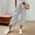 thumbnail image 2 of Lmueinov Women's 100% Cotton Drawstring Capri Pants, Loose Fit Casual Cropped Trousers with Adjustable Hem and Pockets S-3XL, 2 of 8