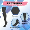 thumbnail image 4 of EMEM Apparel Women's Ladies Opaque Stretchy Nylon Over-The-Knee Thigh High Hosiery Stockings Trouser Socks Tights, 2-Pairs Black, 4 of 5