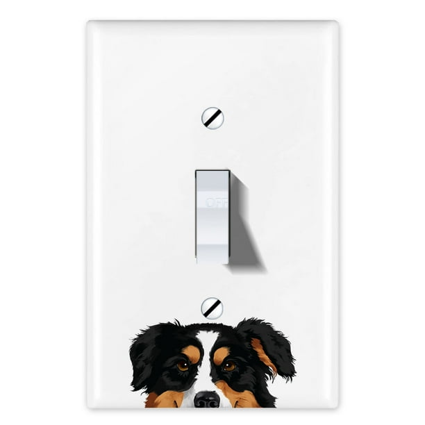 Wirester 1 Gang Toggle Light Switch Wall Plate Switch Plate Cover Animal Black Tricolor Aussie Australian Shepherd Dog Walmart Com Walmart Com