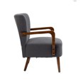 thumbnail image 5 of Accent Chair with Square Armrests, Modern Linen Lounge Chair with Wood Legs, Comfy Armchair for Living Room Bedroom Apartment, Dark Gray, 5 of 9