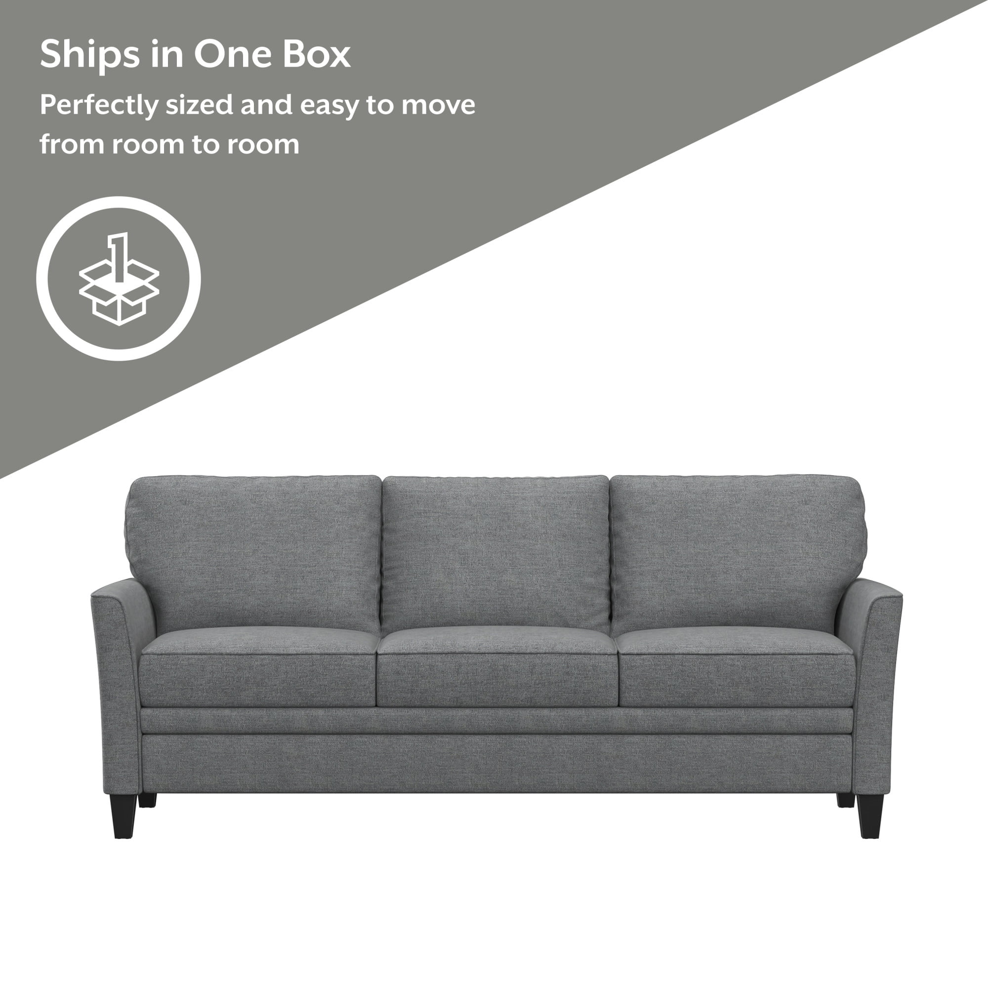 Mainstays Kensington 80" 3 Seat Classic Modern Couch, Gray