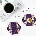 thumbnail image 4 of Gaeub Llama Alpaca Print 4 Pcs Leather Coasters for Drinks ,Drink Coasters Sets,Drink Table Cup Coasters for Living Room Kitchen Coffee Decor-Hexagon, 4 of 6