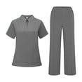 thumbnail image 2 of Minjewel Women's Quick-Dry Polo Collar Short Sleeve Scrubs for Women Set, Professional & Moisture-Wicking Scrub Set for Nurses & Caregivers,Gray 2XL, 2 of 6