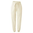 thumbnail image 4 of Zylarhe Women's Pants Women's Stretch Elastic Waist Soft Comfortable Casual Trousers with Side Pockets for Everyday Wear, 4 of 6