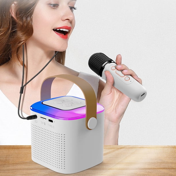 Ganfancp Altavoz Bluetooth Portátil para Exteriores, Mini Micrófono Inalámbrico, Sistema de Sonido Karaoke, Micrófono Doméstico, Tesoro Karaoke Recargable Liquidación 1 × Altavoz Bluetooth Portátil