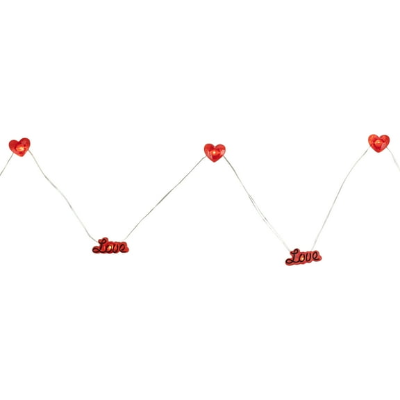 20-Count Red Valentine's Day Love and Heart LED Fairy Lights 6.25ft Copper Wire