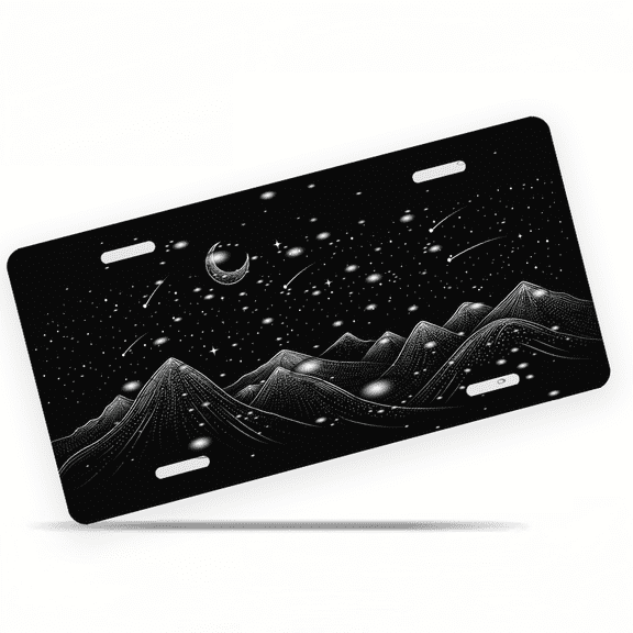1 Pcs 2D Flat License Plate Covers & Frames, Mountain For Decorative Front, Waterproof For Decoration Aluminum License Plate Covers & Frames Cover For Men Women, 12" X 6"