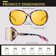 thumbnail image 6 of Sunier Retro Oversized Butterfly Flower Frame Sunglasses for Women, Yellow Night Driving Lenses, Anti-Glare, 6 of 7