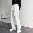 thumbnail image 6 of Men's Business Casual Loose Solid Color Drape Straight Dress Pants, Comfortable Trousers for Office and Smart Events,White,32, 6 of 8