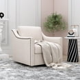 thumbnail image 3 of Swivel Accent Chair, LEGAHOME 360° Swivel Chair with Nailhead Decor and Metal Base, Rotating Barrel Armchair Living Room Chairs, Linen Upholstered Material, 24in Wide Seat, White, 3 of 8