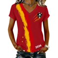 thumbnail image 1 of Women's Germany Football Graphic T-Shirt, Women's V-Neck T-Shirt German Soccer Letter Print Graphic Tee, Casual Fashion Top, Summer Short Sleeve Blouse for Soccer Tournament 2026 Red Size: 2XL, 1 of 4