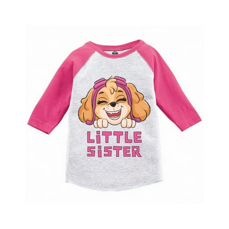 

Paw Patrol Shirt for Sisters - Little Sister Raglan Long Sleeve Tee with Skye 3T 4T 5T Age 3 4 5 Years Old Toddler Girls