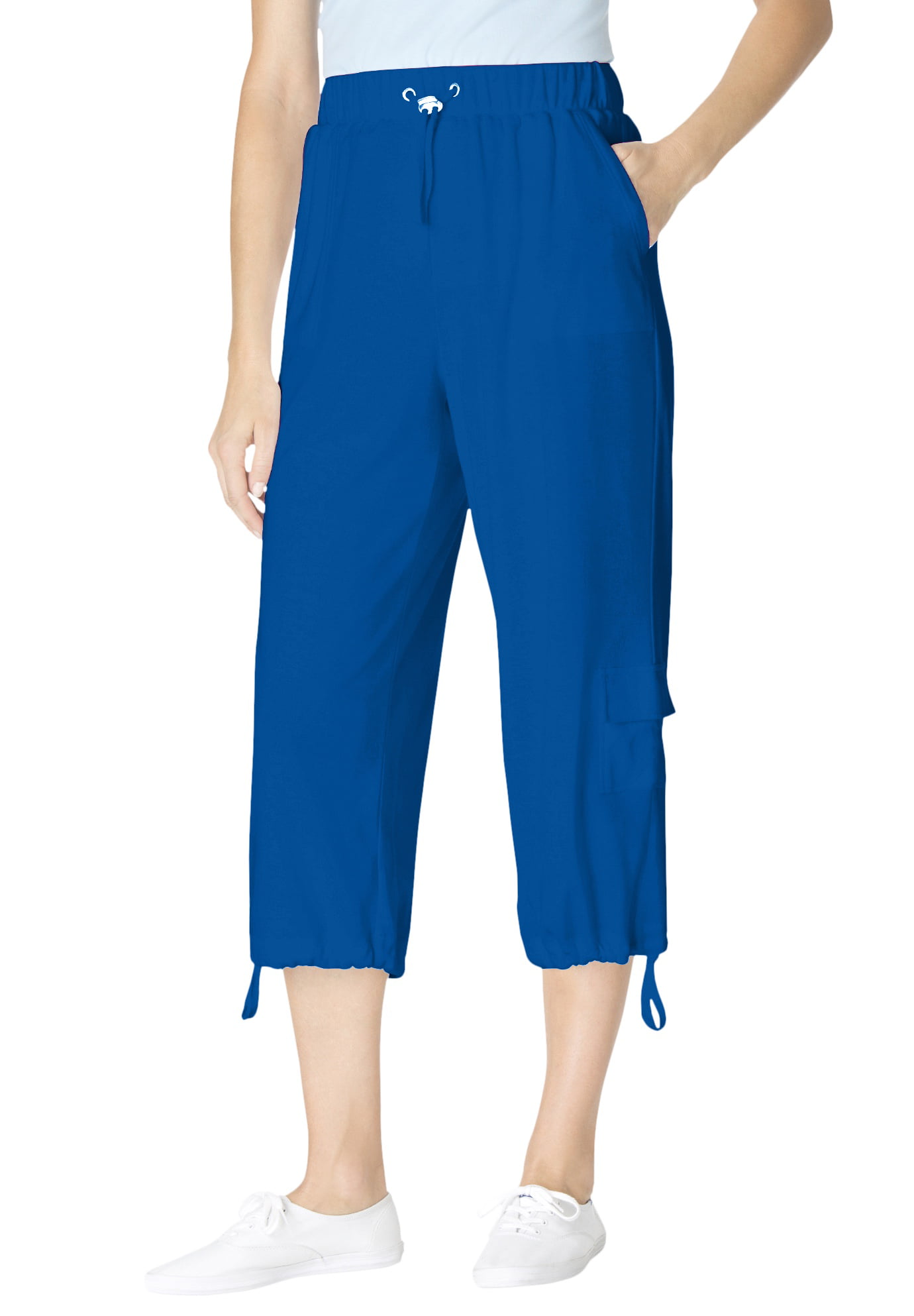 Within Women's Plus Size Petite Pull-On Knit Cargo Capri - 1X, Bright Purple - Walmart.com