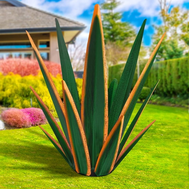 Escultura KODIBO Tequila de metal rústico de agave para jardín y patio