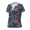 thumbnail image 2 of Naloa Tropical Leaves Print T-Shirts Short Sleeve V Neck Tees for Women Fashion Tops Trendy Lightweight Soft Casual Summer Outfits Clothes, 2 of 5