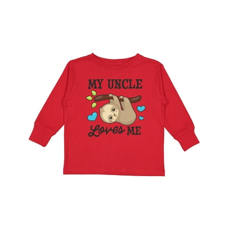

Inktastic My Uncle Loves Me with Sloth and Hearts Gift Toddler Boy or Toddler Girl Long Sleeve T-Shirt