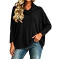 thumbnail image 5 of Cowl Neck Batwing Sleeve Tunic for Women Ghalytn Loose Draped Long Sleeve - Casual Blouse, 5 of 6