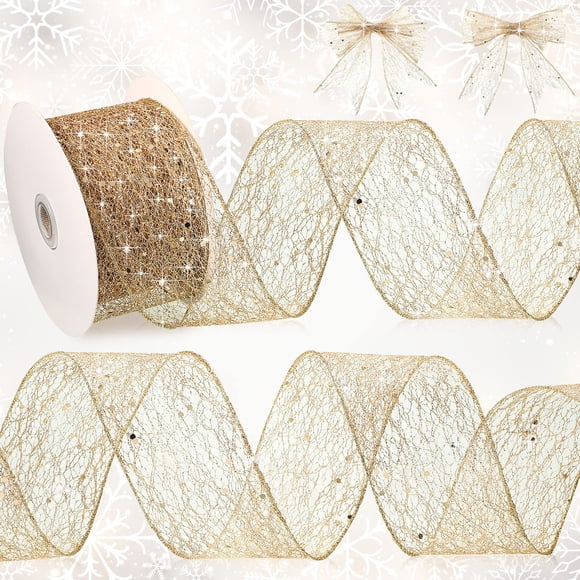 Cinta decorativa Geosar Gold Mesh Glitter de 6,3 cm x 18 m