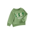 thumbnail image 2 of Elippeo Toddler St. Patrick's Day Toddler Kids Baby Boy Girl Sweatshirts 6M 12M 18M 24M 3Y Fuzzy Letter Embroidery Long Sleeve Round Neck Pullover Loose Tops, 2 of 10