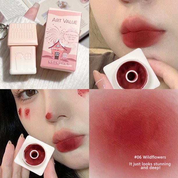 LLavero de lápiz labial líquido mate Nude, brillo de labios resistente al agua, taza antiadherente, maquillaje Sexy, tinte de esmalte de labios rojo para mujeres, Cosméticos Coreanos