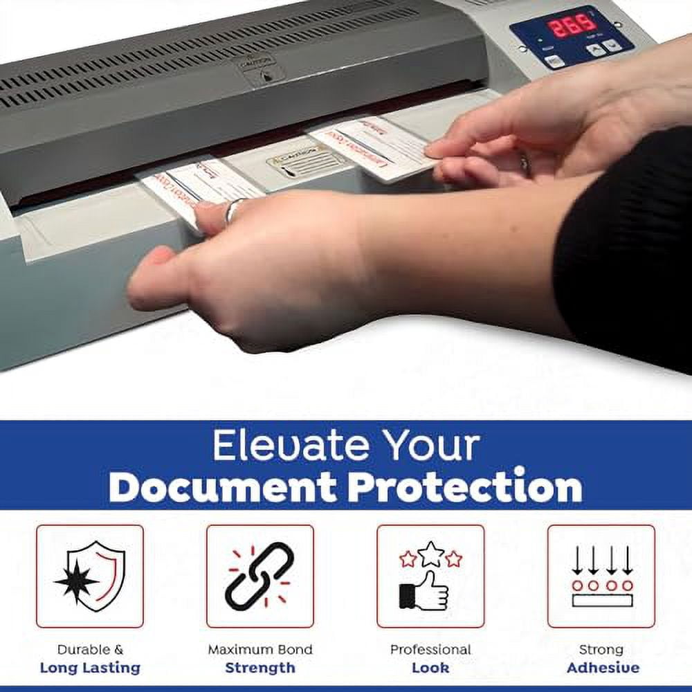 TruLam 3 Mil Sticky-Back Laminating Pouches with Rounded Corners | Letter Size | 9 in. x 11-1/2 in. | Glossy Finish | Premium Adhesive for High-Clarity | 2 Carriers Included | 100 Pack