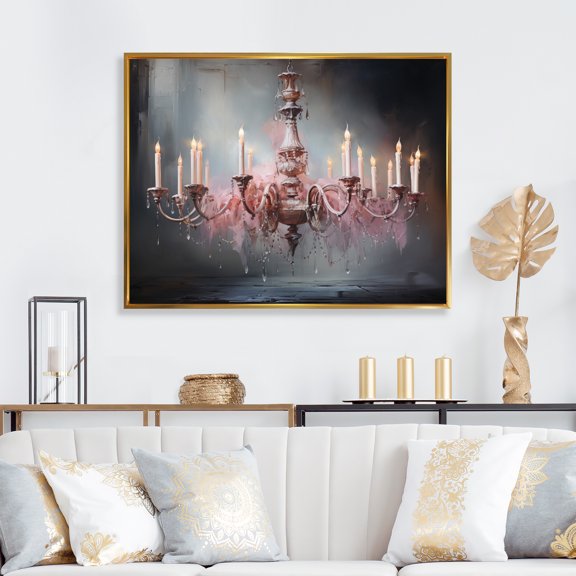 Designart "Minimalist Brilliance of Chandeliers I" Chandelier Floater Framed Canvas Wall Art