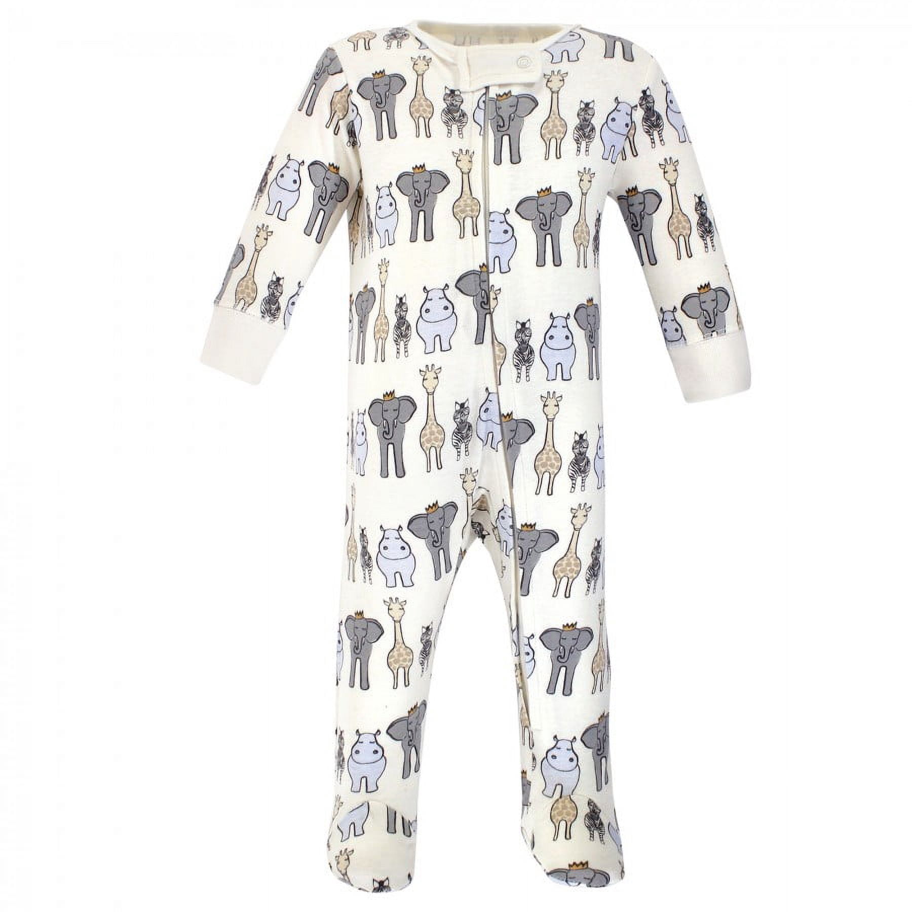 Hudson Baby Infant Boy Cotton Zipper Sleep and Play 3pk, Royal Safari, 3-6 Months