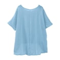 thumbnail image 6 of Cotton Linen Shirts for Women Boho Loose Tunic Blouse Summer 2026 Casual Comfy Crewneck Gauze Tops Beach Shirt, Sky Blue 3XL, 6 of 7